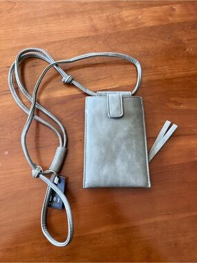 Joy Susan Light Gray Crossbody Phone Pouch with Tassel